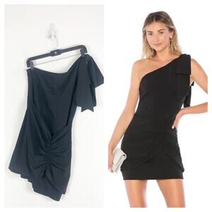Lovers + Friends Black One Shoulder Draped Mini Dress Medium Cocktail Chic
